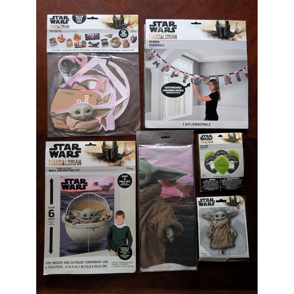 Star Wars Mandalorian Grogu Party Supplies Bundle Wall Decor Banner Balloons NEW